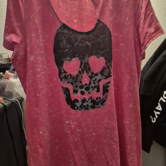 torrid Tops - Torrid Pink and Black Skull Graphic Top